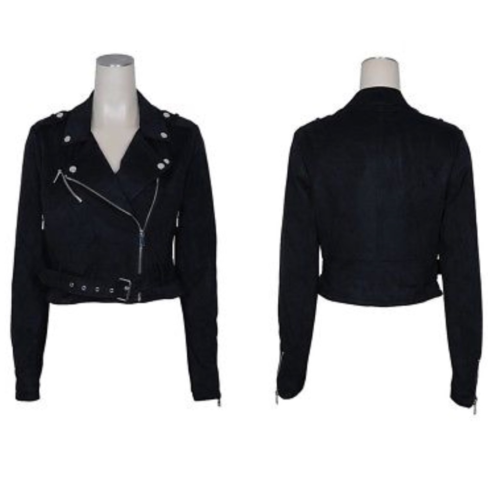 Black suede moto jacket